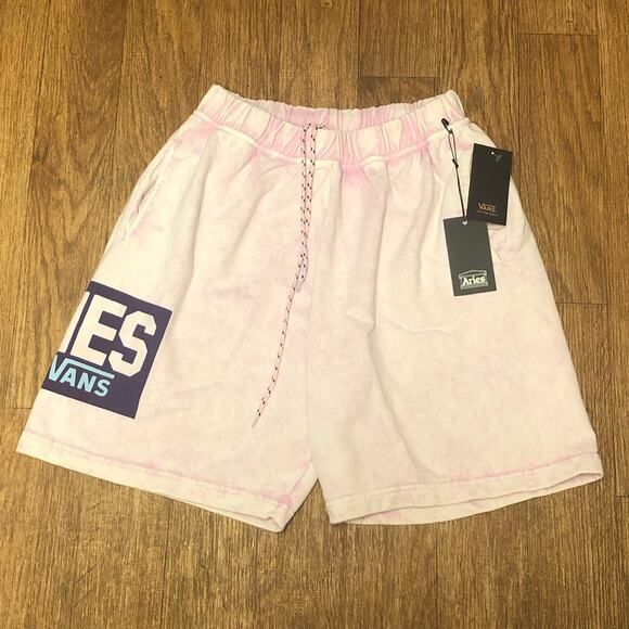 Vans Vault x Aries Pink and White Bleached Acid Wash Fleece Shorts Size Large - Picture 5 of 15
